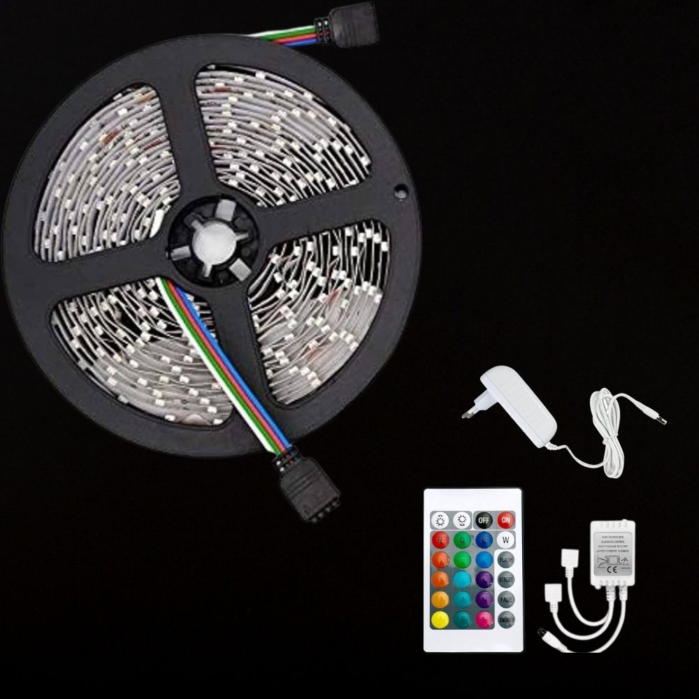 RGB LED strip lights with remote control and 16 colors
